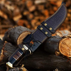 Custom Hand Forged D2 steel  Bowei Knife With Leather Sheath