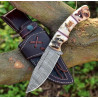 Custom Handmade Damascus Skinning Knife With Leather Sheath