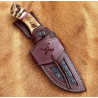 Custom Handmade Damascus Skinning Knife With Leather Sheath