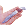 Custom Handmade Damascus Pocket/Folding Knife With Leather Sheath