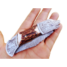 Custom Handmade Damascus Pocket/Folding Knife With Leather Sheath