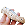 Custom Handmade Damascus Folding/Pocket Knife With Leather Sheath