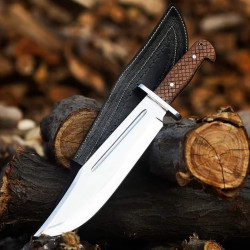 Custom Handmade D2 Steel Hunting Bowei Knife With Leather Sheath