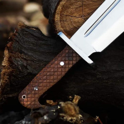 Custom Handmade D2 Steel Hunting Bowei Knife With Leather Sheath